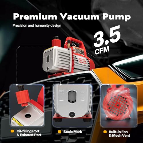 Image of VIVOHOME 1 /4 HP 3.5CFM 1 Stage AC Vacuum Pump and R134a Manifold Gauge Set