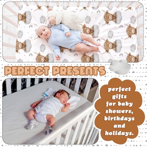Image of Peryiter 2 Pack Highland Cow Baby Crib Sheets for Boys Girls Western Bed Sheet Set Fitted 52'' x 28 inch for Standard Crib Mattress Stretchable Soft Toddler Aesthetic Nursery Decor