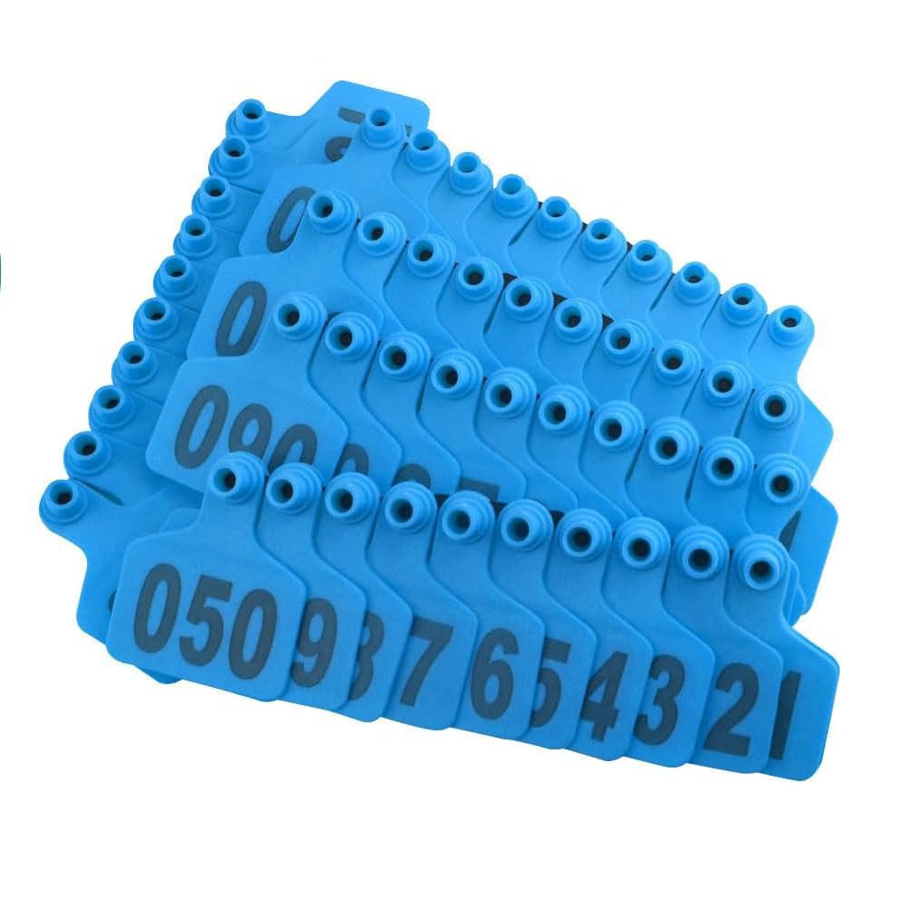 Plastikowa zawieszka do uszu dla zwierząt gospodarskich, plastikowe numerowane zawieszki do uszu dla bydła, świń, owiec, kóz, wielokolorowe, wiele rozmiarów, 100 szt., niebieskie, 301-400