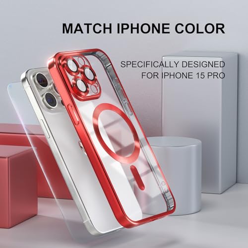 Image of Misea Magnetic for iPhone 15 Pro Case Compatible with MagSafe Red