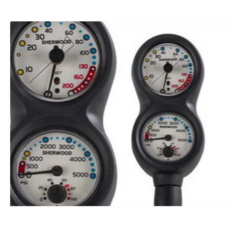 Sherwood Scuba Analog 2 Gauge Console. Pressure (Psi) And Depth (Feet). Imperial Gauges. #TOP2