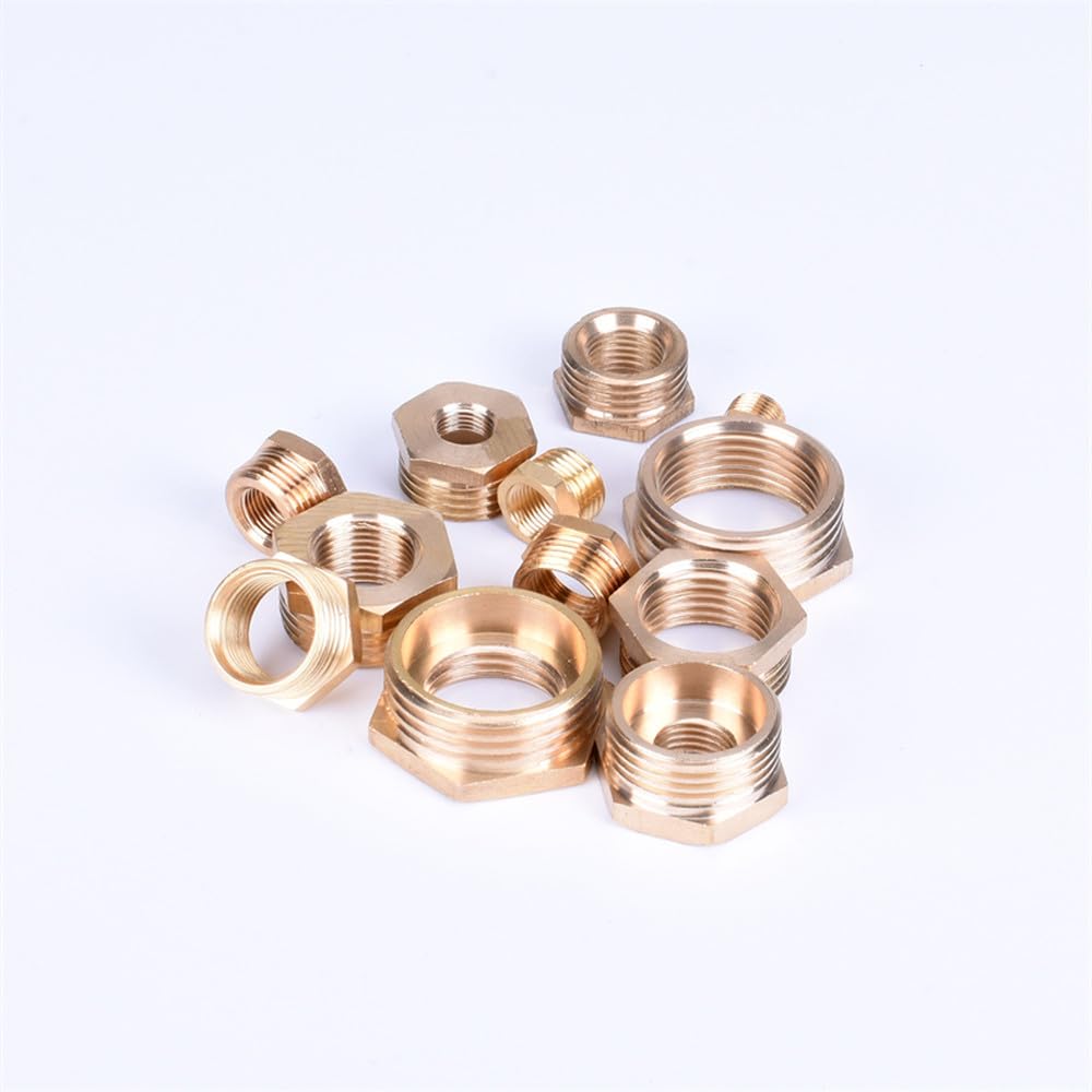 Conector reductor de tubería con casquillo hexagonal de latón de 1/8, 1/4, 3/8, 1/2, 3/4, hembra a macho, roscado, acoplador reductor de cobre, 3