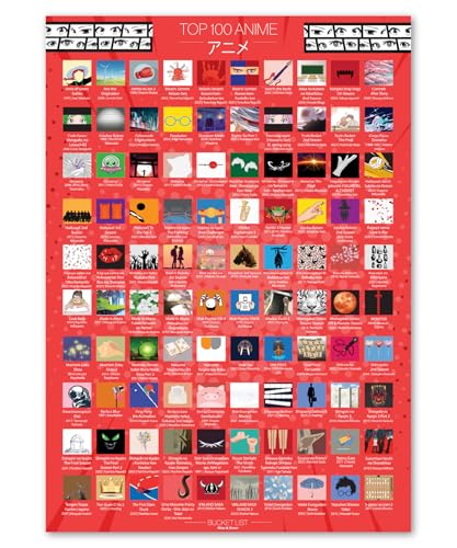 Atlas & Green Los 100 mejores pósteres de anime. Los 100 mejores pósteres de anime para rascar. Pegatinas de tubo de regalo