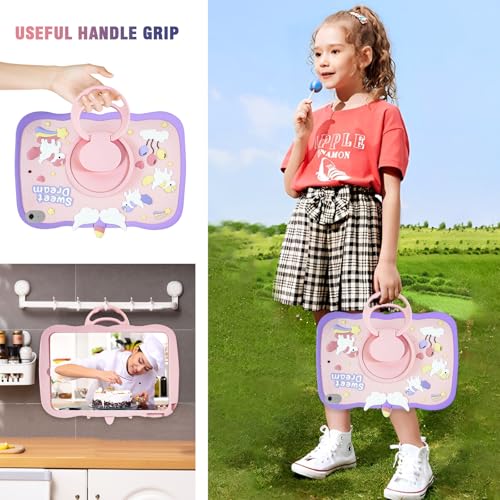 Coque iPad 10e génération rotative 360° en silicone antichoc violet rose