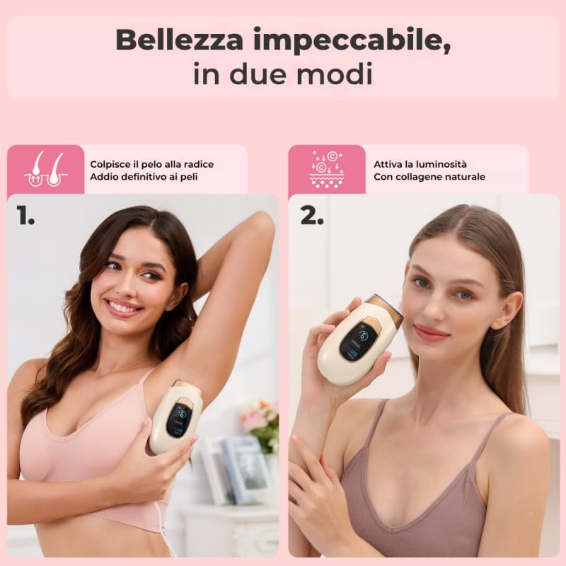 LumiSilk LUMINA IPL PRO Epilatore a Luce Pulsata 2 in 1 con Touch Screen, per Donna e Uomo, Viso e Corpo