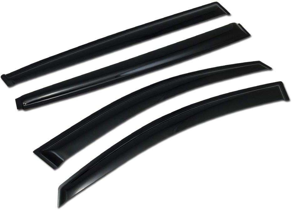 Dark Smoke Window Visor Vent Shade Rain Guards - Compatible with 2011-2016 Kia Sportage All Models Tape-On Acrylic Sun Rain Guard Wind Deflectors Classic Style 4-Piece Set
