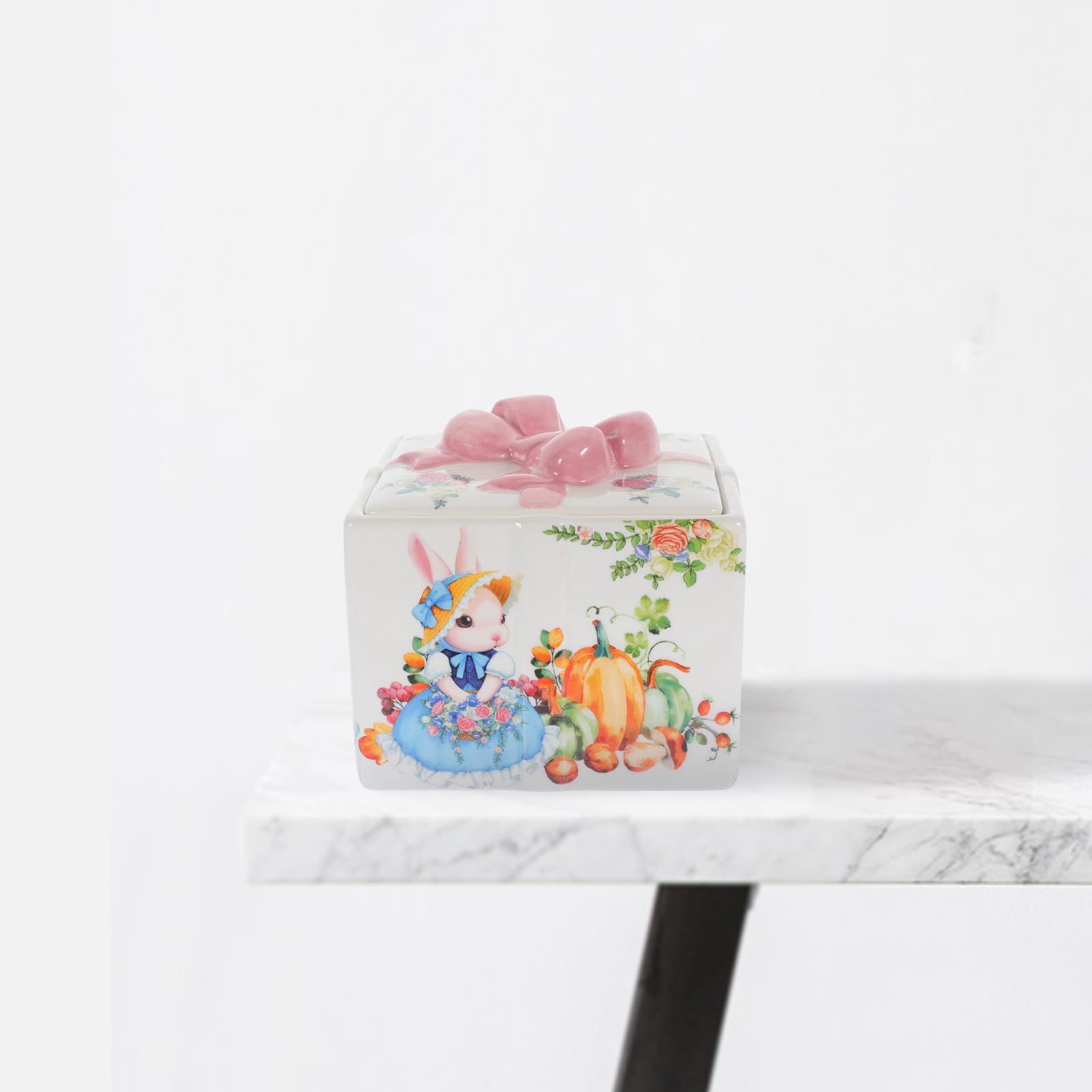 HEALLILY Easter Rabbit Jar in Ceramica Marrone 2200ml, Barattolo Porta Caramelle e Oggetti Vari, Decorazione Pasquale da Tavolo per Amici e Famiglia