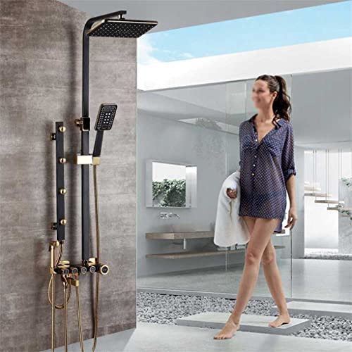 N/A Golden White Shower Faucet In Wall Shower Mixer System Rainfall Shower Head Brass Body Massage Shower Set Swive Spout (Color : C) #TOP26