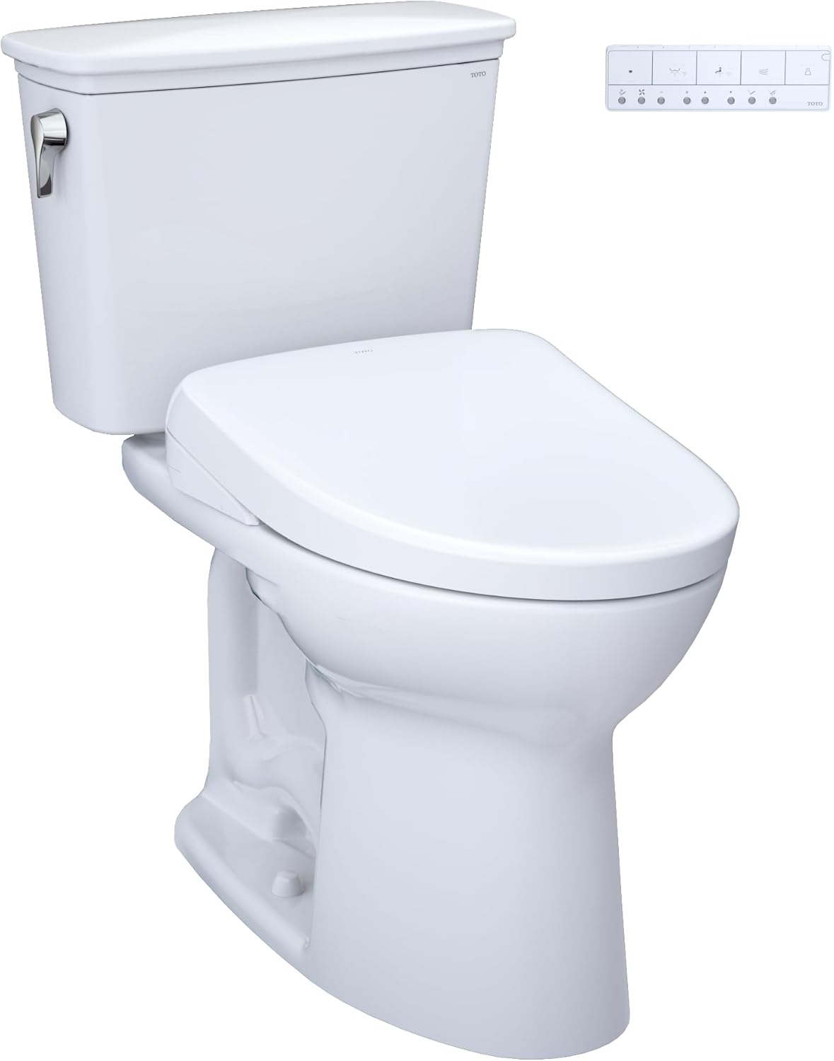 TOTO® Drake® Transitional WASHLET®+ Two-Piece Elongated 1.28 GPF Universal Height TORNADO FLUSH® Toilet and S7 Bidet Seat with Auto Flush, Cotton White - MW7864726CEFGA.10#01