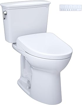 TOTO Drake Transitional WASHLET+ Two-Piece Elongated 1.28 GPF Universal Height TORNADO FLUSH Toilet and S7 Bidet Seat with Auto Flush, Cotton White - MW7864726CEFGA.10#01