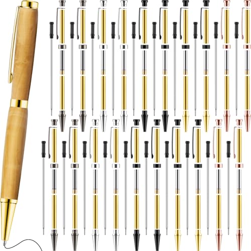 Colarr 20 Pcs 7mm Slimline Pen Kit with Refill Wood Turning Twist Pen Kit Lathe Turning Supplies for DIY Copper Making Friend Teacher Students Gifts(Assorted Color)