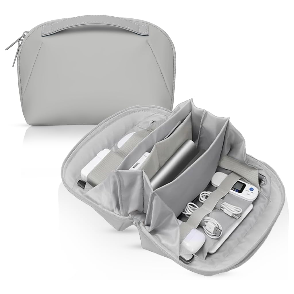 oddpod™ Pu Leather Electronic Gadgets Organizer Bag for Travel/Portable Waterproof Tech Organizer Pouch with Multiple Compartments, 180° Opening Design - Small (Blue) (B0DBLV17T2) Amazon Price History, Amazon Price Tracker