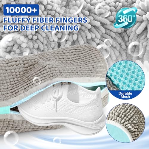 Shoe Washing Machine Bag - Laundry Shoe Bag for Washer and Dryer; Durable Shoe Washing Bag Protect Shoes and Clean Shoes Efficiently and Quietly (Grey 2PCS)2