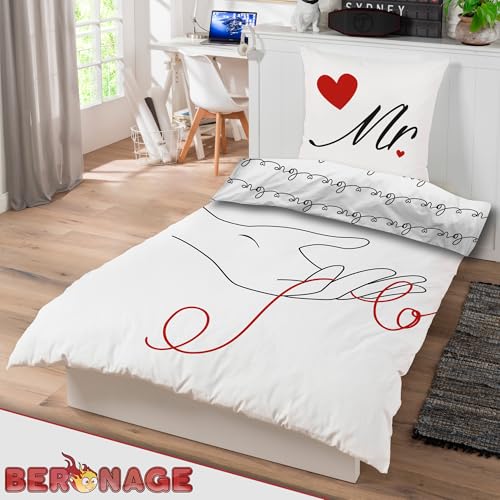 Juego de ropa de cama Mr & Mrs BERONAGE con cremallera 135x200cm 7