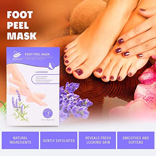 Pink&Iswan Lavender Foot Peel Mask - Callus Remover For Feet - Pedicure Kit - Peel Off Mask - Foot Mask - Foot Care - Foot Callus Remover - Pedicure Set - Foot Booties Disposable - (3 Pack) #TOP7