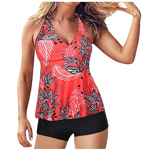 Fossean Tankini traje de baño para mujer, conjunto de bikini clásico para mujer, control de barriga, talla grande, con pantalones cortos, traje de baño de dos piezas