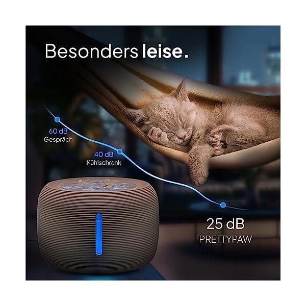 Pretty Paw© Katzenbrunnen [NEUEINFÜHRUNG] Super leiser, BPA-freier 2.5L Trinkbrunnen für Katze mit LED und Aktivkohlefilter I Leicht zu reinigender Katzen Trinkbrunnen I KatzenOase Pro – Bild 5