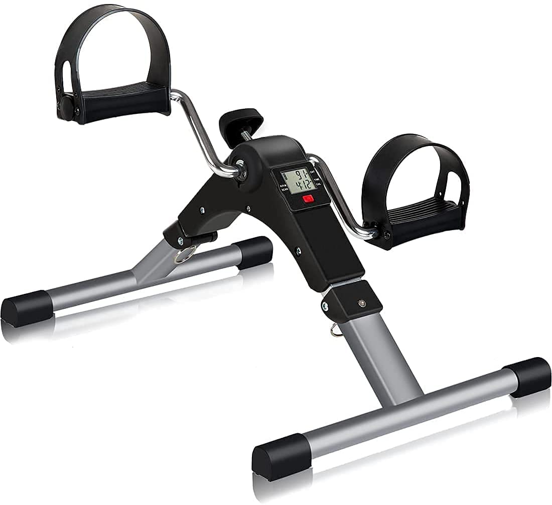 Pedal Exerciser, Under Desk Bike Stationary Pedal Exerciser for Arm and Leg Workout, Portable Folding Sitting Desk Cycle Digital Monitor-image-36