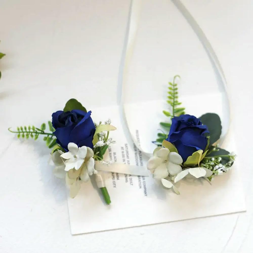 30 Pezzi Sposo Boutonniere Spilla di Seta Artificiale Spilla da Polso Corsage Matrimonio Donna Uomo Occhiello Bracciale Sposa Matrimonio Festa Decorazione