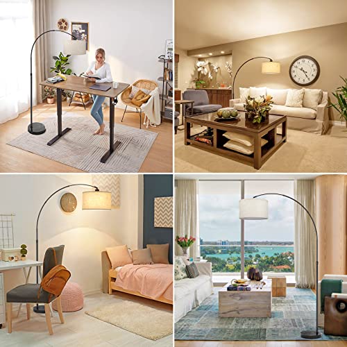 Buy Arc Floor Lamp with Unique Hanging Drum Shade for Living Room