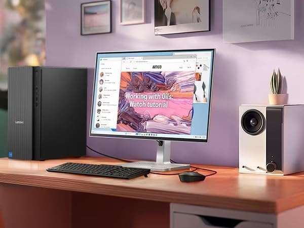 Image of Lenovo IdeaCentre Secure & Productive Business Tower Desktop, Intel 10-Core Ultra 5 225, 32GB DDR5 RAM, 1TB Storage(512GB SSD & 500GB HDD), HDMI + VGA, Wi-Fi 6E, RJ-45, USB-C, Windows 11 Pro