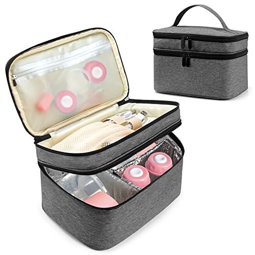 Image of Kompoll Breast Pump Bag with 2 Removable Dividers to Store Breast Pump, Baby Bottles and Extra Parts Portable Breast Pump Bag L Size
