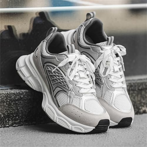 Men's Fashion Chunky Platform Lace-Up Mesh Sneakers Casual Lightweight Round Toe Autumn Trainers Walking Travel Dad Shoes3