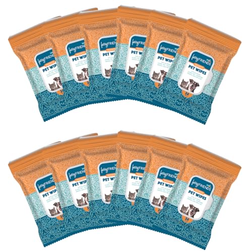 FurryFriends Pet Wipes | Unscented | Hypo-allergenic | Alcohol Free| Deodorizing | Removes Loose Hair & Dirt | Incredibly Clean | 12 Pack