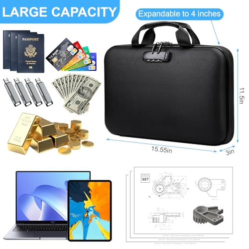 Sejf ognioodporny z zamkiem, ognioodporna torba na dokumenty 36x28x7,5 cm organizer do folderów organizer ognioodporny wodoodporny do plików A4, certyfikaty, paszport i nie tylko