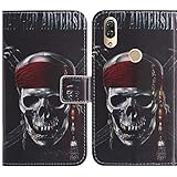 TienJueShi Totenkopf Flip Book Stand Brieftasche Leder Tasche Schütz Hülle Handy Handy Hülle Für HomTom H5 5.7 inch Abdeckung Fall Wallet Cover Etüi