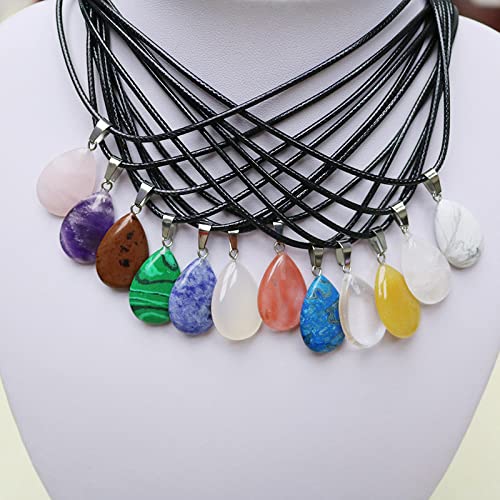 Teardrop Water Drop Opal Rock Natural Quartz Crystal Healing Chakra Stone Pendant Necklace Jewellery,Opal3