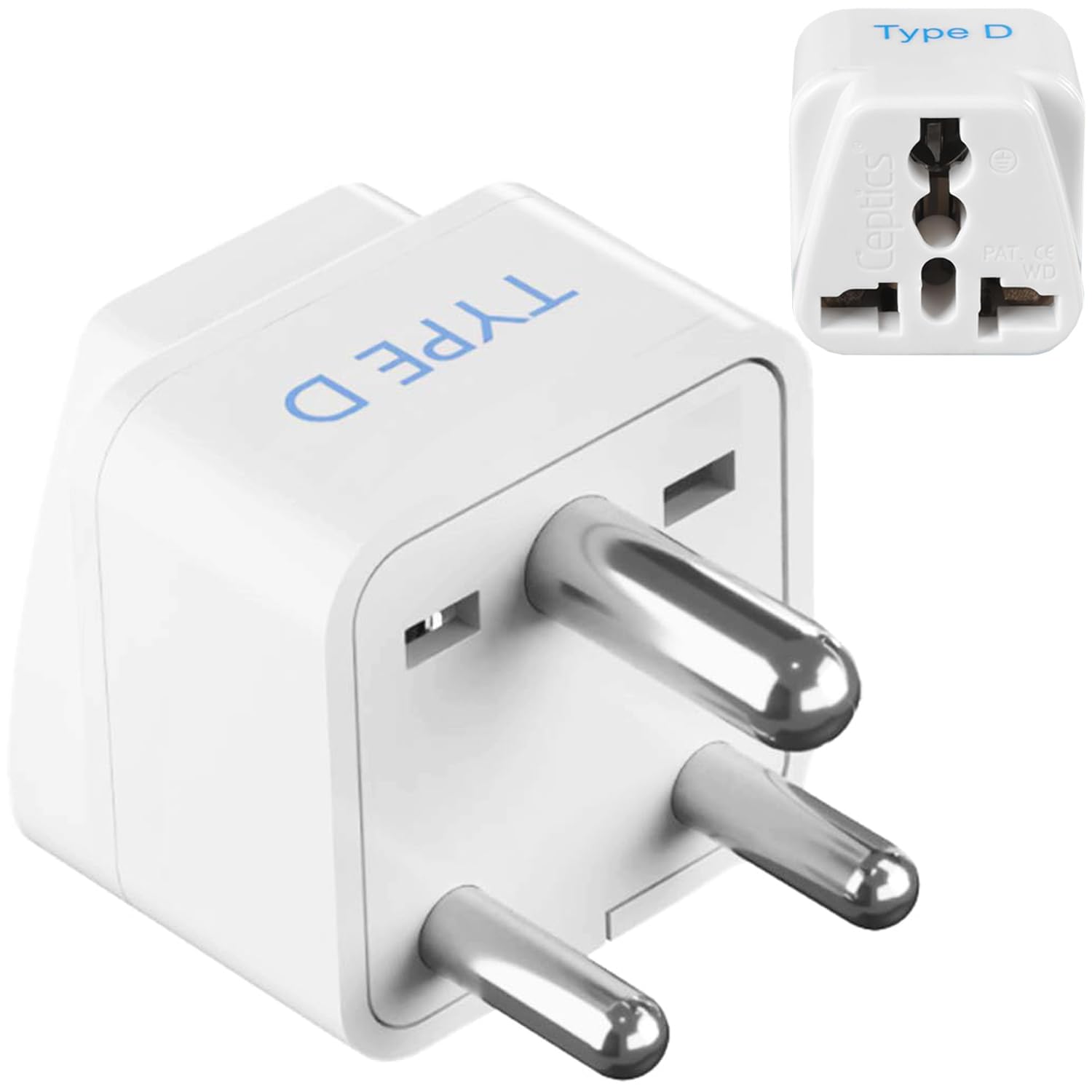Ceptics USA to India Converter Plug, World (USA, China) Australia UK to India Plug Converter - Type D Plug Adapter - Canada to India Converter Plug - CE - RoHS - White - 1 Pack-image-39
