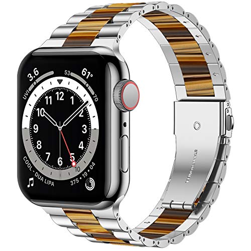 Image of iiteeology Compatible with Apple Watch Band 42mm 41mm 40mm 46mm 45mm 44mm, Light Resin with Stainless Steel Replacement Wristband for iWatch Ultra 3 /Ultra 2 49mm Series 11-1 SE 3