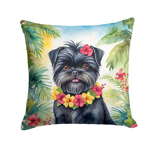Caroline's Treasures Luau Party Decorative Throw Pillow, 18Hx18W, Affenpinscher 6344