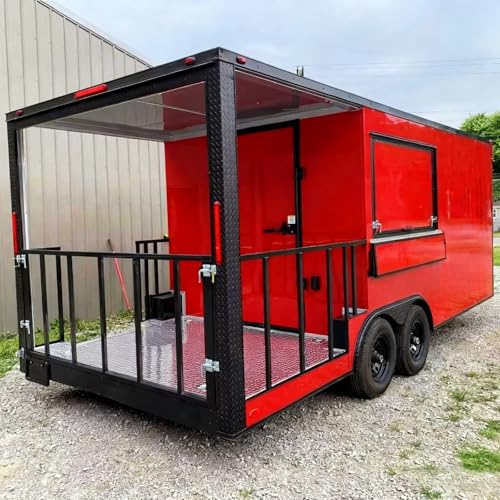 Mobile Food Truck with Full Kitchen Equipment, New Fast Food Trailer for Sale, Customized Concession Trailer, Pizza Hot Dog Ice Cream Coffee Cart, for Street Catering & Business