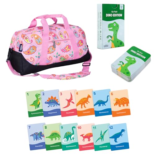Wildkin Overnighter Duffel Bag and Go Fish! Card Game Bundle: Dive into Fun - Playful Adventures Packed and Ready to Go (Paisley)