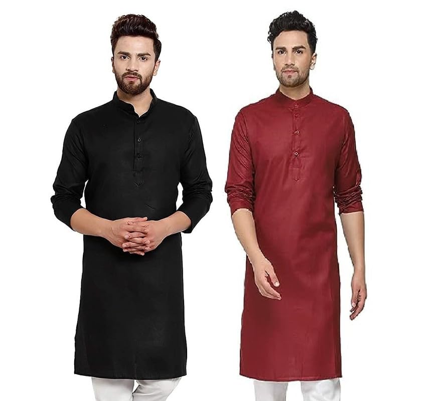 Image of WESTCORE Men's Cotton Kurta Combo - Pack of 2 | Traditional Ethnic Wear for Festivals & Celebrations