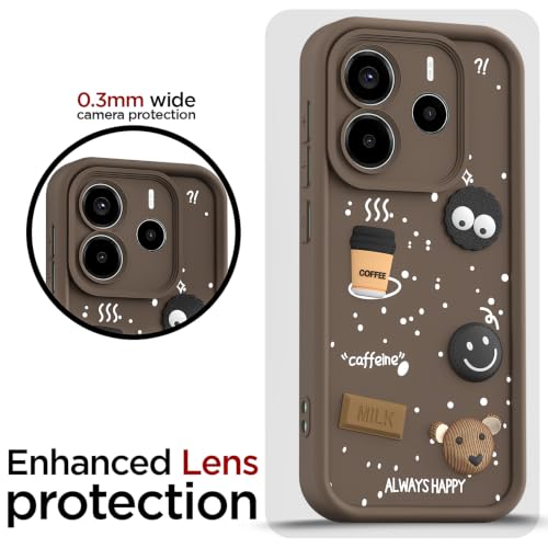 Image of Outlouders Back Cover for Redmi Note 14 5G | 3D Cartoon Bear Cute Fun Silicone Full Body Protection Bumper Case (Brown)