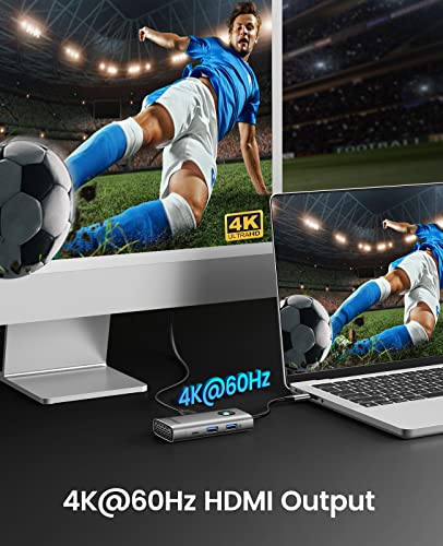 Hub USB 3.0, 6 in 1 docking stationcon con Ethernet 2.5G, HDMI 4K, PD 100W, 2 porte USB-A 3.0, 1 porta USB-C 3.0, 5 Gbps, adattatore multiporta tipo C per Windows Mac - Hub USB - Immagine 3