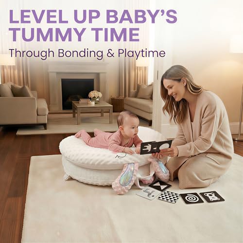 Image of Infant Support Pillow with Adjustable Side Panels for Supervised Tummy Time - Portable Activity Cushion for 0-12 Months - Activity Mat - Pink