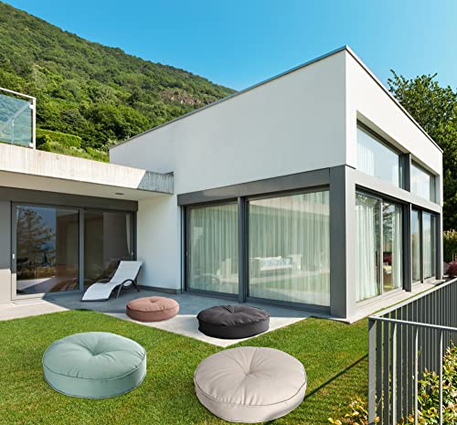 homefab Bodenkissen für Zuhause & Outdoor - Sitzkissen Pouf für Boden und Garten, wetterfest, wasserfest, ca.10 cm hoch - rund, 60 cm Ø, Mint