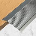 SAFEACET 4 inch Floor Transition Strip Wood to Tile, 36" Grey Aluminum Carpet to Tile Transition Strip, Interior Metal Thresholds for Doorways Vinyl Laminate