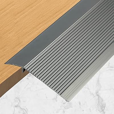SAFEACET 4 inch Floor Transition Strip Wood to Tile, 36" Grey Aluminum Carpet to Tile Transition Strip, Interior Metal Thresholds for Doorways Vinyl Laminate