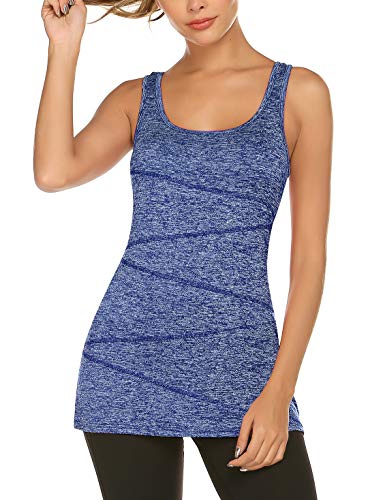 LOMON Stretchy Activewear Tops Running Racerback Tunic Tank Ladies Scoop Neck Flowy Loose