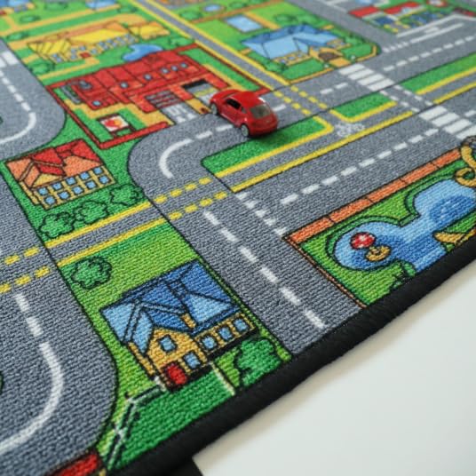 Decoweb Tapis de Jeu Enfant - Circuit de Voiture - Ville - 120 x 170 cm