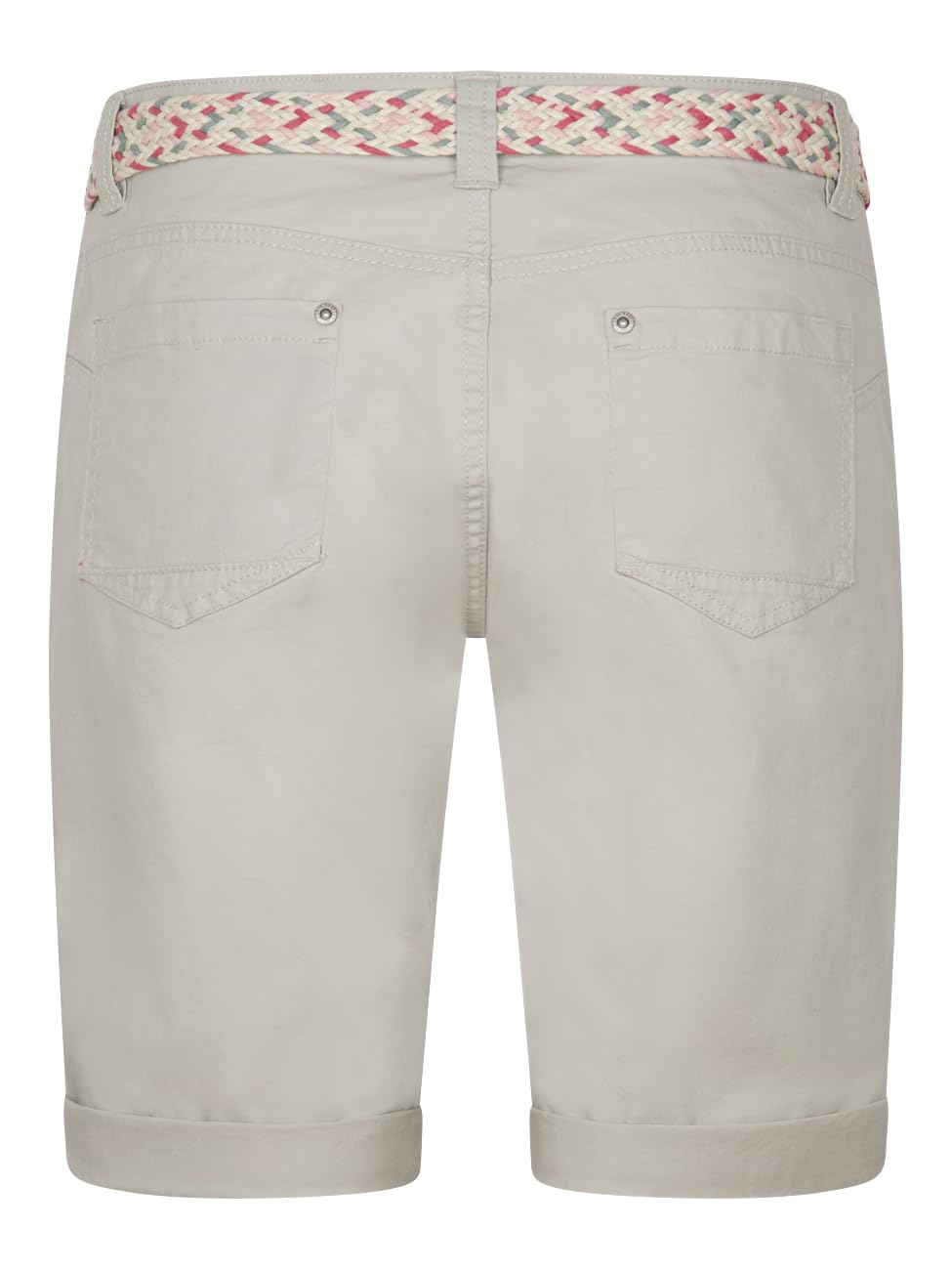 DENIMFY Bermudy szorty damskie z paskiem, regularny krój, DFPia, krótkie spodnie, chinosy, na lato, stretch, jednokolorowe, białe, beżowe, różowe, niebieskie, oliwkowe, granatowe, S, M, L, XL, XXL