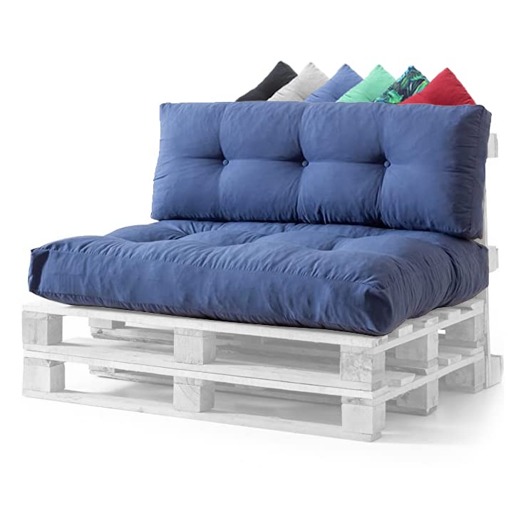 diMio Palettenkissen (Set (Sitzkissen + Rückenkissen), Blau (Preussisch))