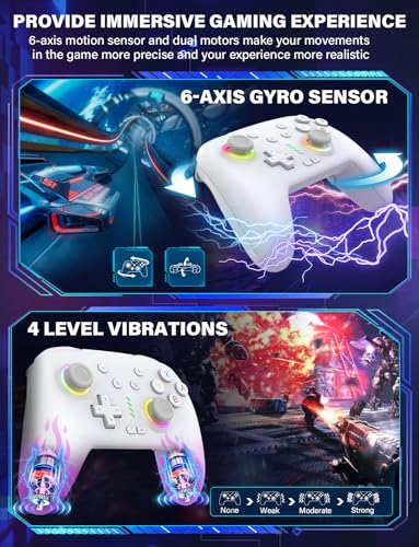 Image of ZRZLMVP Switch Controllers for Nintendo Switch /OLED /Lite /Switch 2, 1000mAh Rechargeable Wireless Pro Controller with 9 Colors LED Light, Switch Remote Control Gamepad with Wake Up, Turbo, Vibration