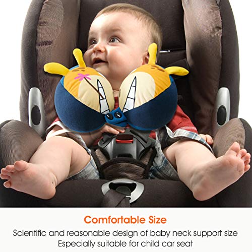 Coolbebe Kids Neck Travel Pillow, Remarkable Head Chin Neck Support U-Shaped Animal Pillows For Child, Toddlers – Relax And Sleep Soundly Anytime Anywhere #TOP7