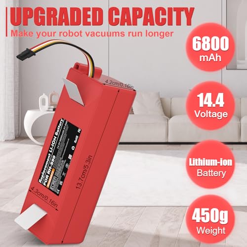 14.4V 6800mAh Akku für Xiaomi S5 S50 S5 Max S6 S7 S6 Max Li-Ion Ersatzakku für Xiaomi Mijia Mijia 1.und 2.Generation Roboter Staubsauger Akku